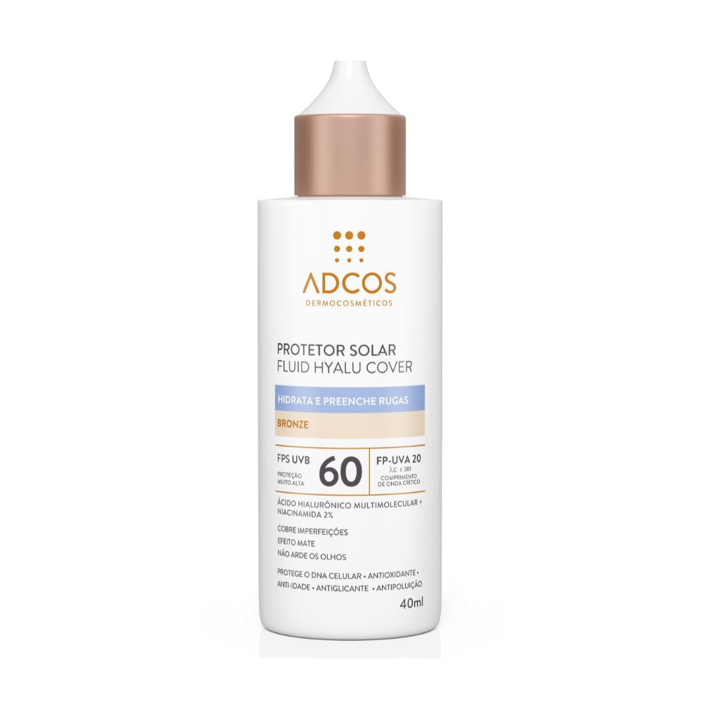 Protetor Solar Fluid Hyalu Cover Adcos Fps 60 Bronze 40ml