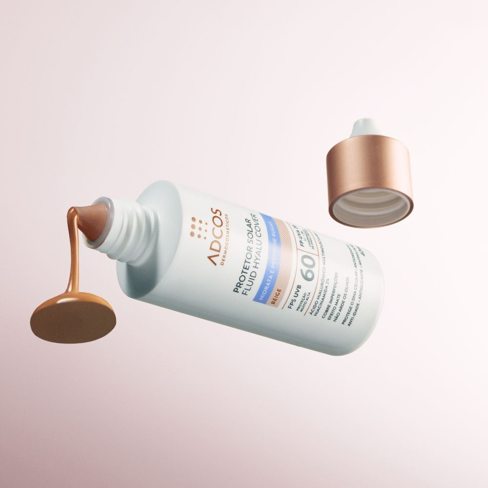 Protetor Solar Fluid Hyalu Cover Adcos FPS 60 Peach 40ml
