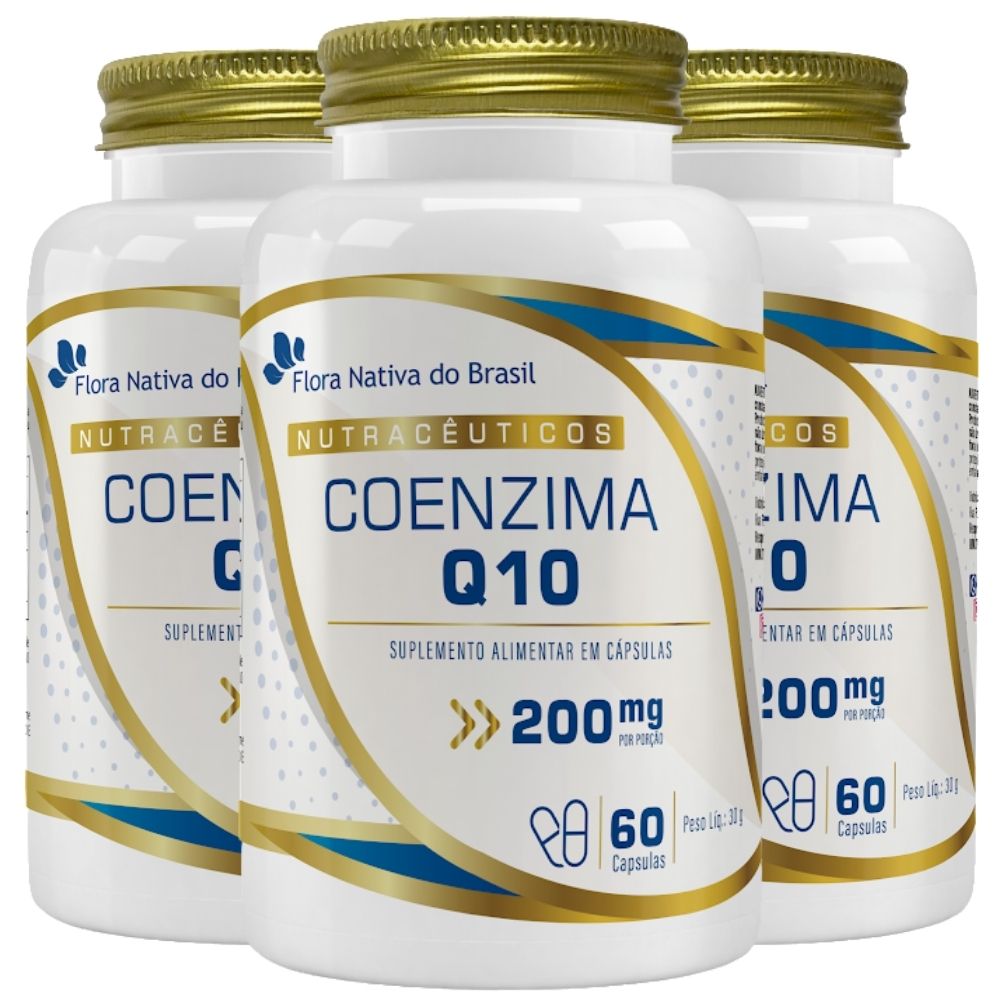 Kit 3 Coenzima Q10 Flora Nativa 200mg 60 Cápsulas