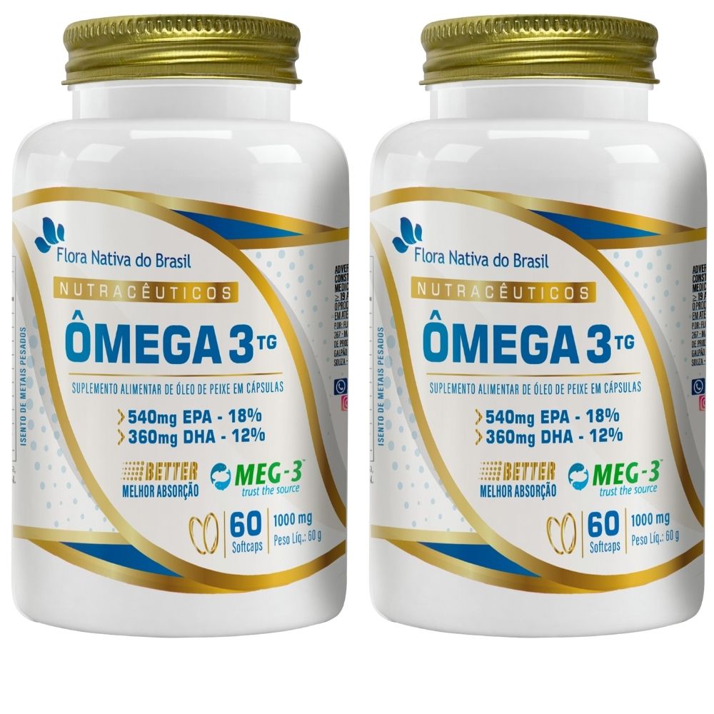 Kit 2 Ômega 3 Tg Meg-3 Flora Nativa 1000mg 60 Softcaps