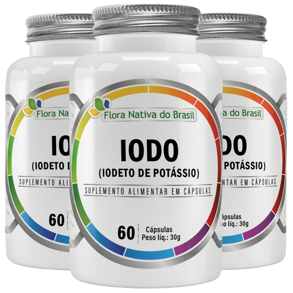 Kit 3 Iodo Iodeto De Potássio Flora Nativa 60 Cápsulas