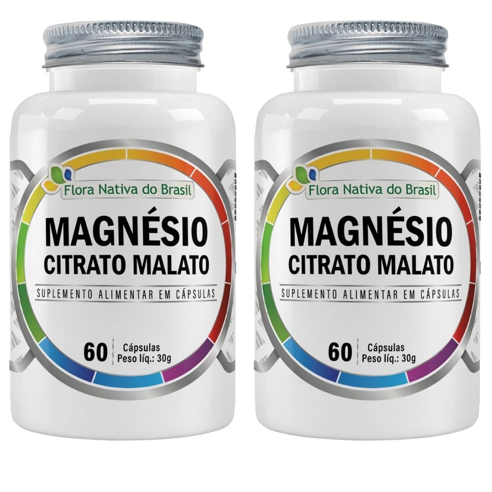 Kit 2 Magnésio Citrato Malato Flora Nativa 60 Cápsulas