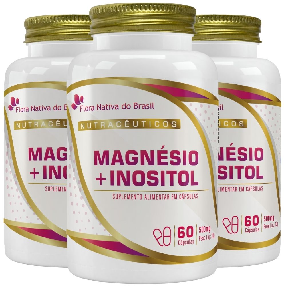 Kit 3 Magnésio + Mio-Inositol Flora Nativa 60 Cápsulas