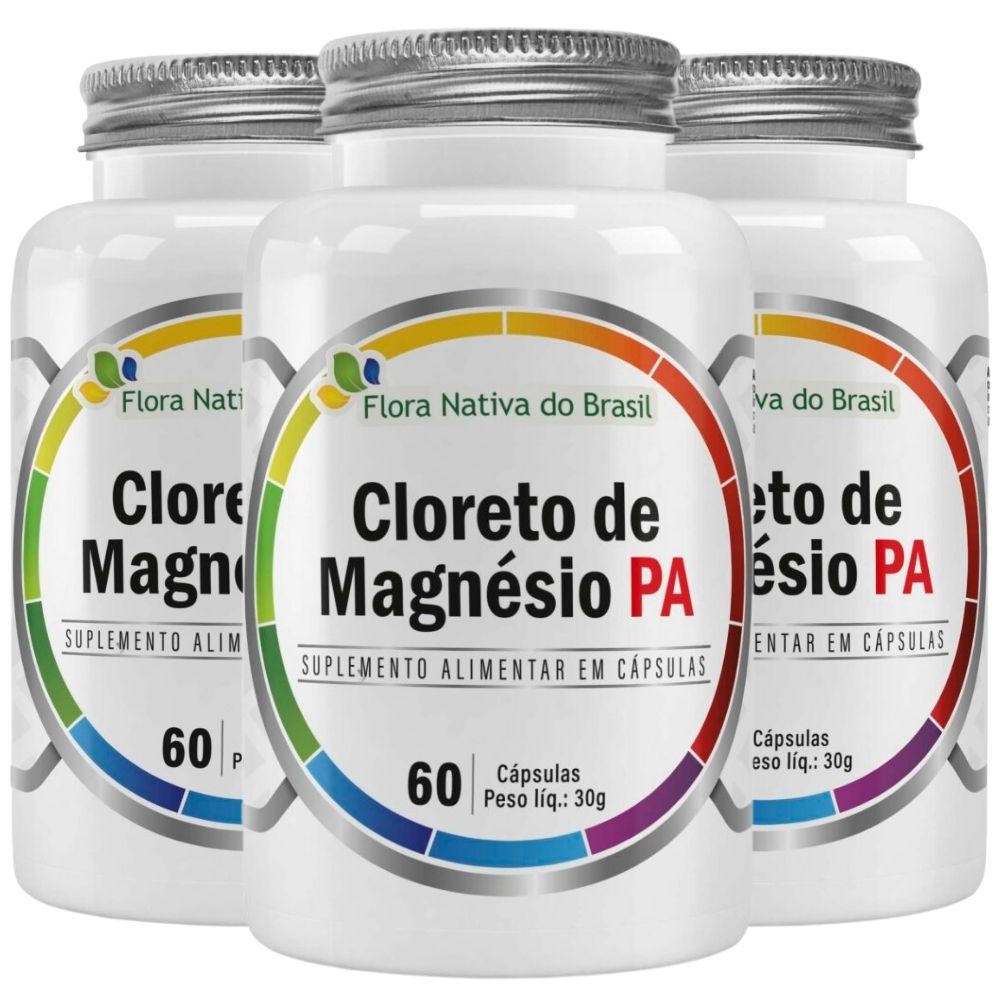 Kit 3 Cloreto De Magnésio Pa Flora Nativa 60 Cápsulas