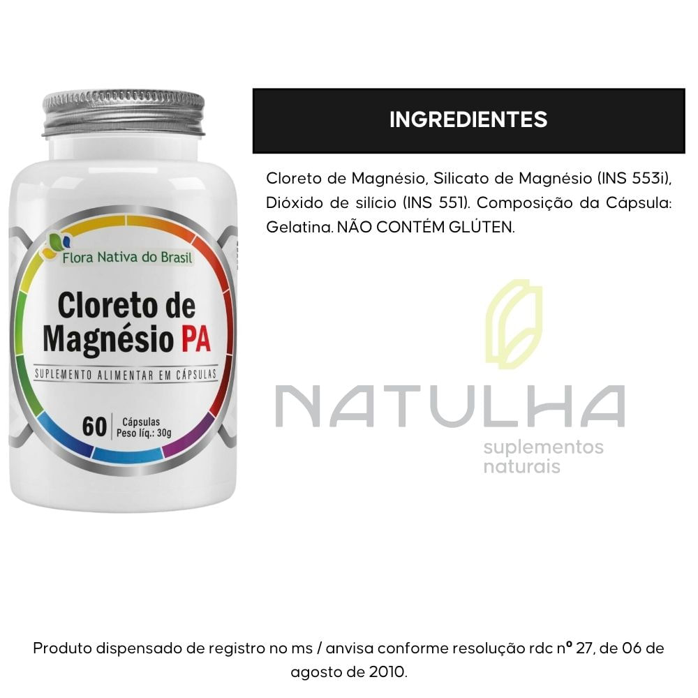 Kit 3 Cloreto de Magnésio PA Flora Nativa 60 Cápsulas