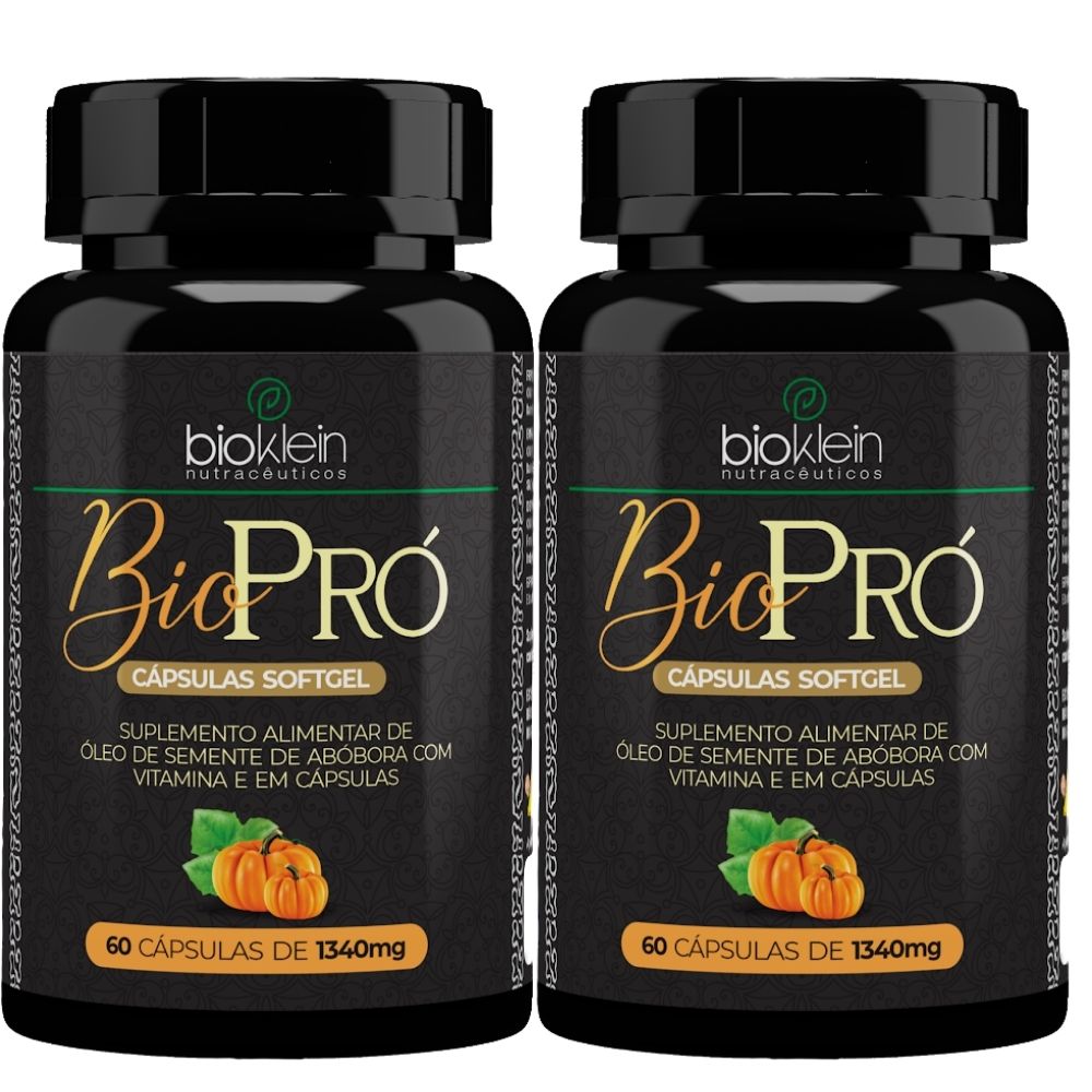 Kit 2 BioPró Óleo de Semente de Abóbora + Vitamina E Bioklein 1340mg 60 Softgels