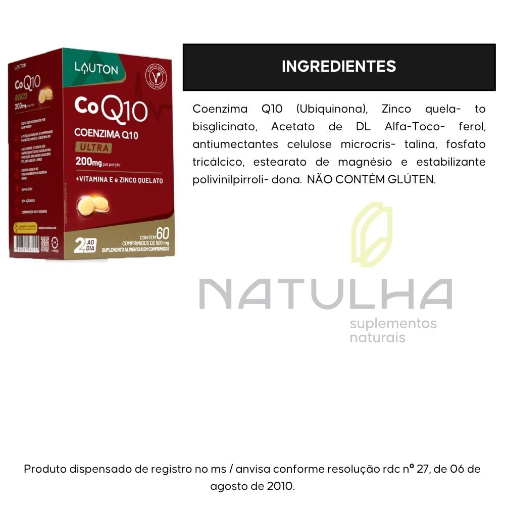 Kit 2 Coenzima Q10 Ultra Lauton 200mg 60 Comprimidos