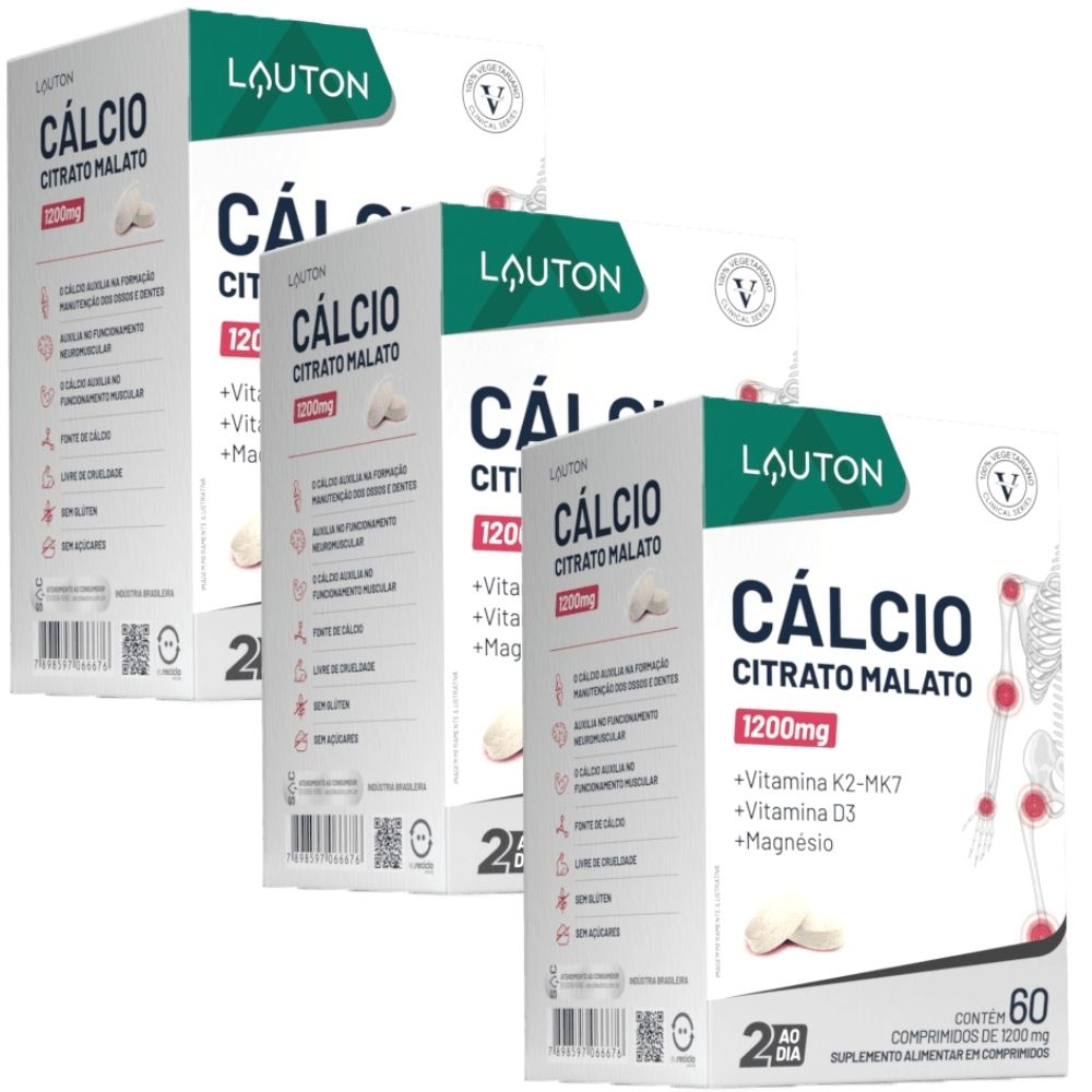 Kit 3 Cálcio Citrato Malato Lauton 60 Comprimidos