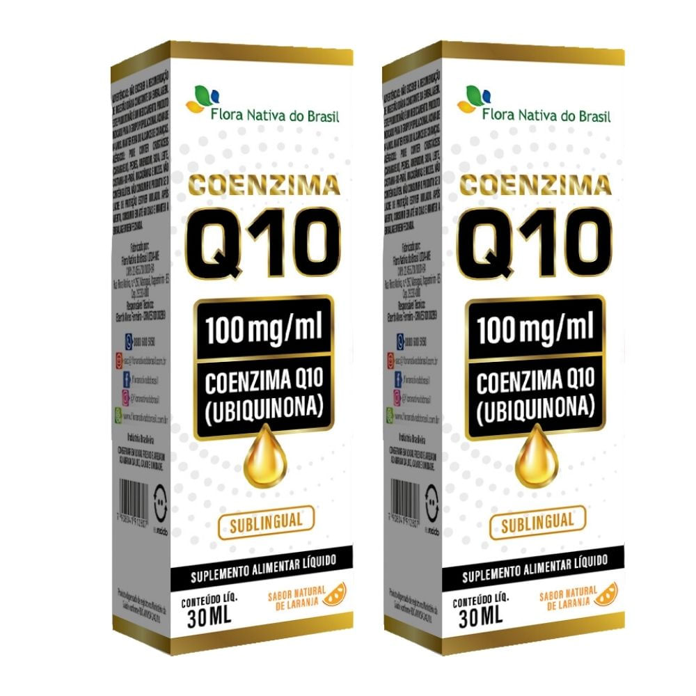 Kit 2 Coenzima Q10 Sublingual Em Gotas Flora Nativa Sabor Laranja 30ml
