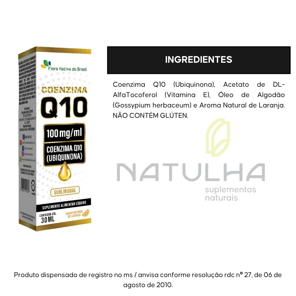 Kit 2 Coenzima Q10 Sublingual Em Gotas Flora Nativa Sabor Laranja 30ml