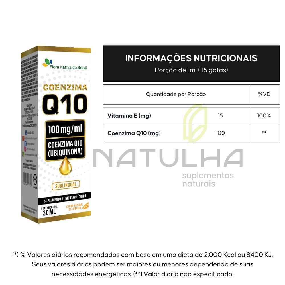 Kit 2 Coenzima Q10 Sublingual Em Gotas Flora Nativa Sabor Laranja 30ml