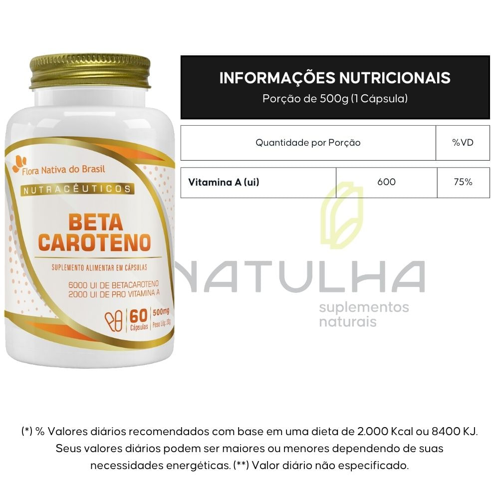 Kit 3 Beta Caroteno Flora Nativa 60 Cápsulas