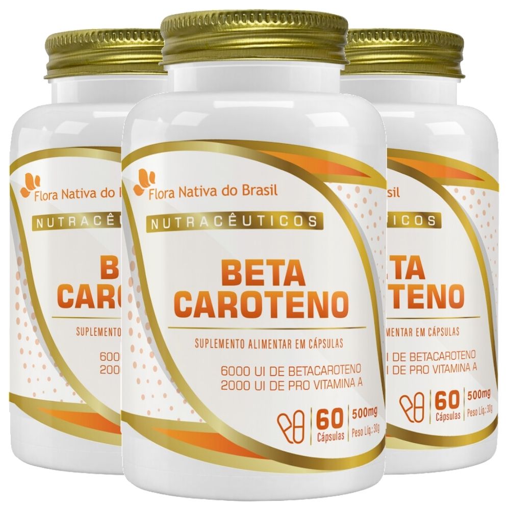 Kit 3 Beta Caroteno Flora Nativa 60 Cápsulas