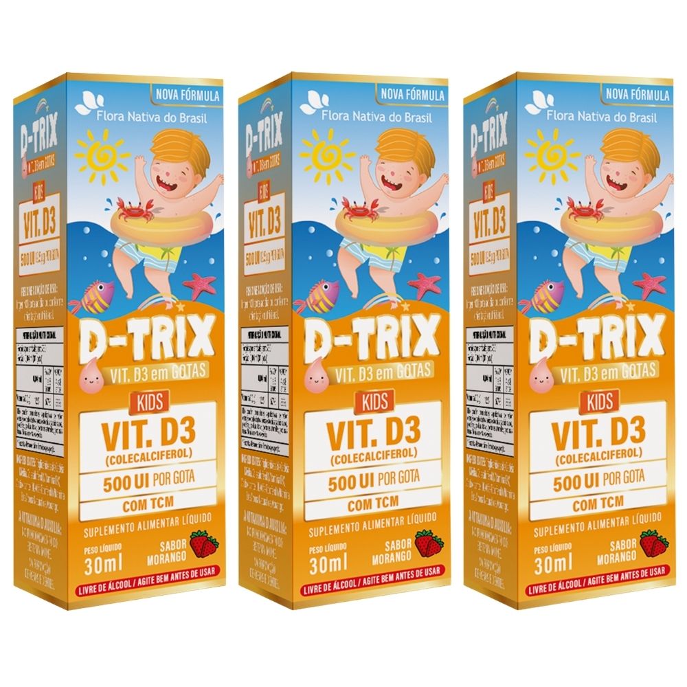 Kit 3 D-trix Vitamina D3 Infantil Flora Nativa 30ml