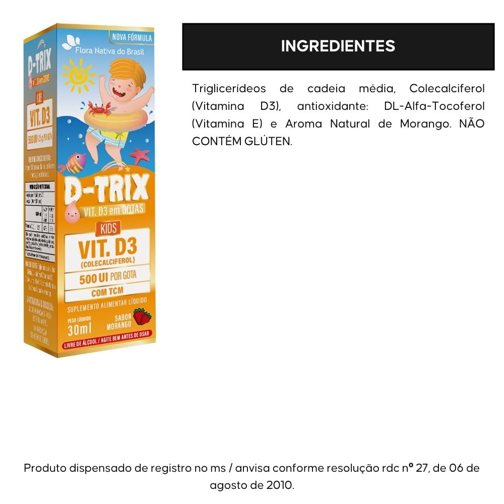 Kit 3 D-Trix Vitamina D3 Infantil Flora Nativa 30ml
