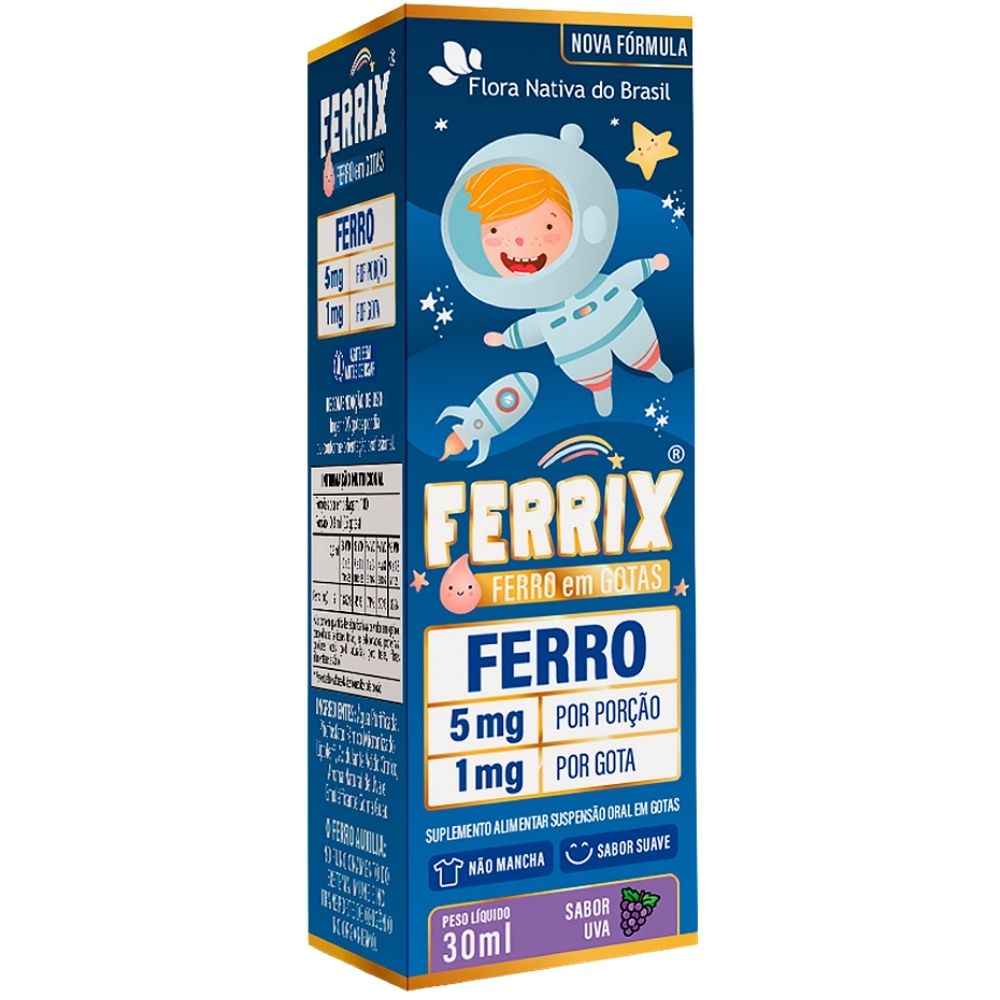 Kit 2 Ferrix Ferro Infantil Flora Nativa Sabor Uva 30ml