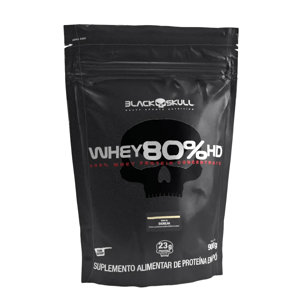Whey Protein Concentrado 80% Hd Refil Black Skull Baunilha 900g