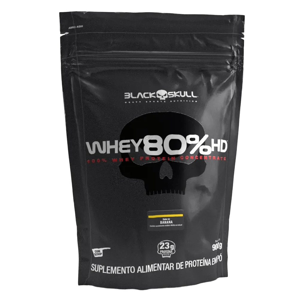Whey Protein Concentrado 80% Hd Refil Black Skull Banana 900g