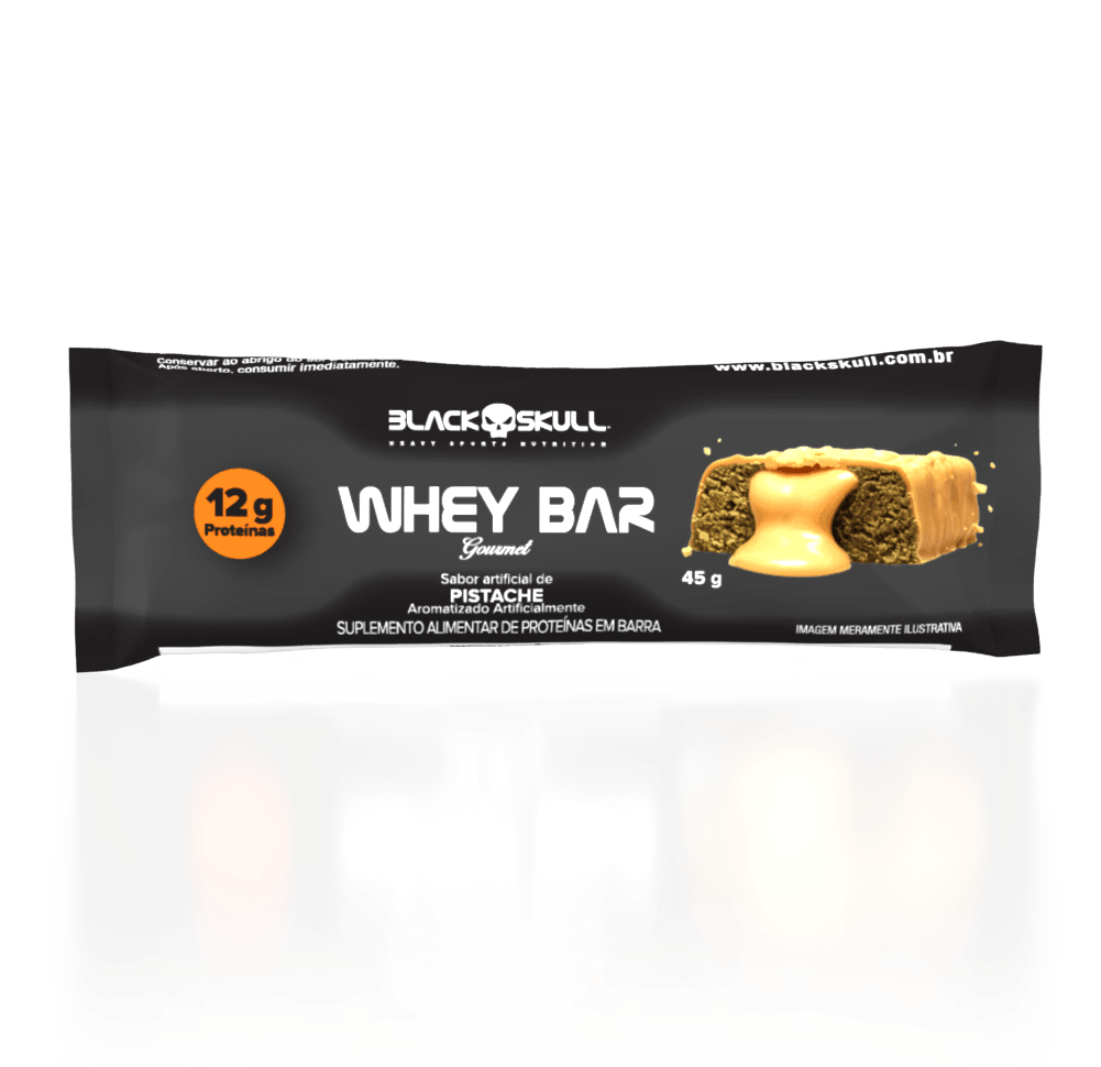 Kit 12 Barras de Proteína Whey Bar Gourmet Zero Black Skull Pistache