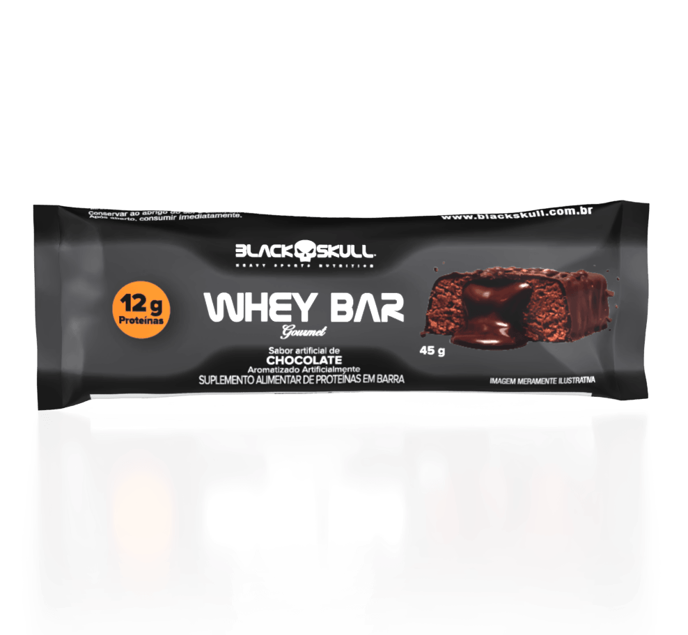 Kit 12 Barras de Proteína Whey Bar Gourmet Zero Black Skull Chocolate