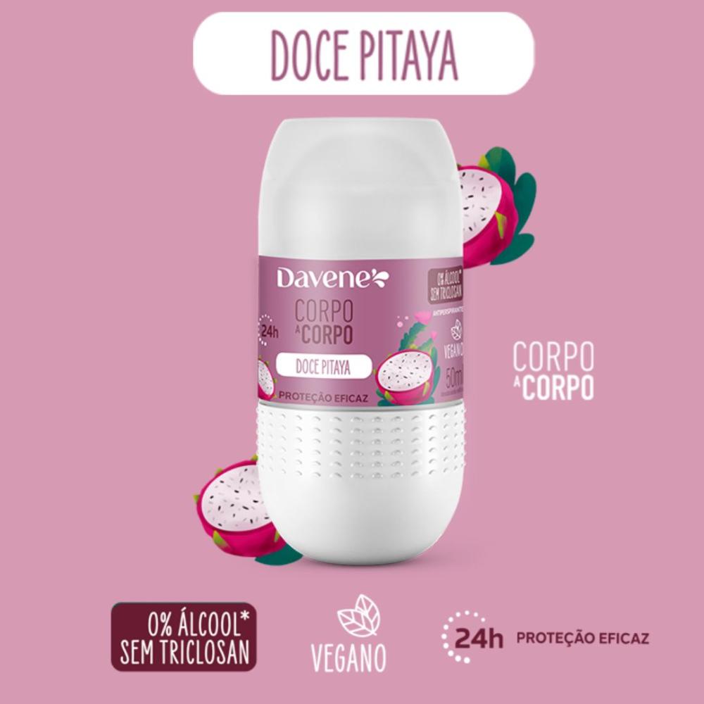 Desodorante Roll-On Antiperspirante Corpo a Corpo Doce Pitaya Davene 50ml