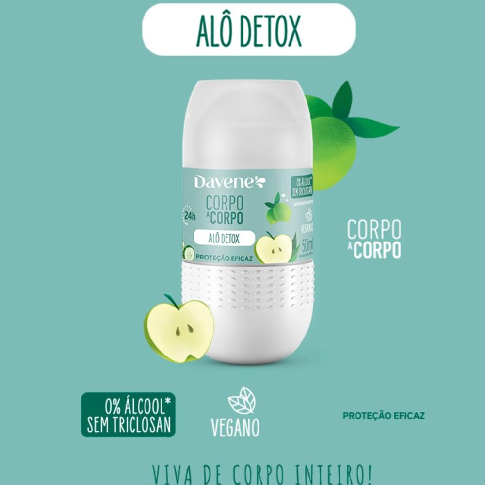 Desodorante Roll On Antiperspirante Corpo a Corpo Detox Davene 50ml