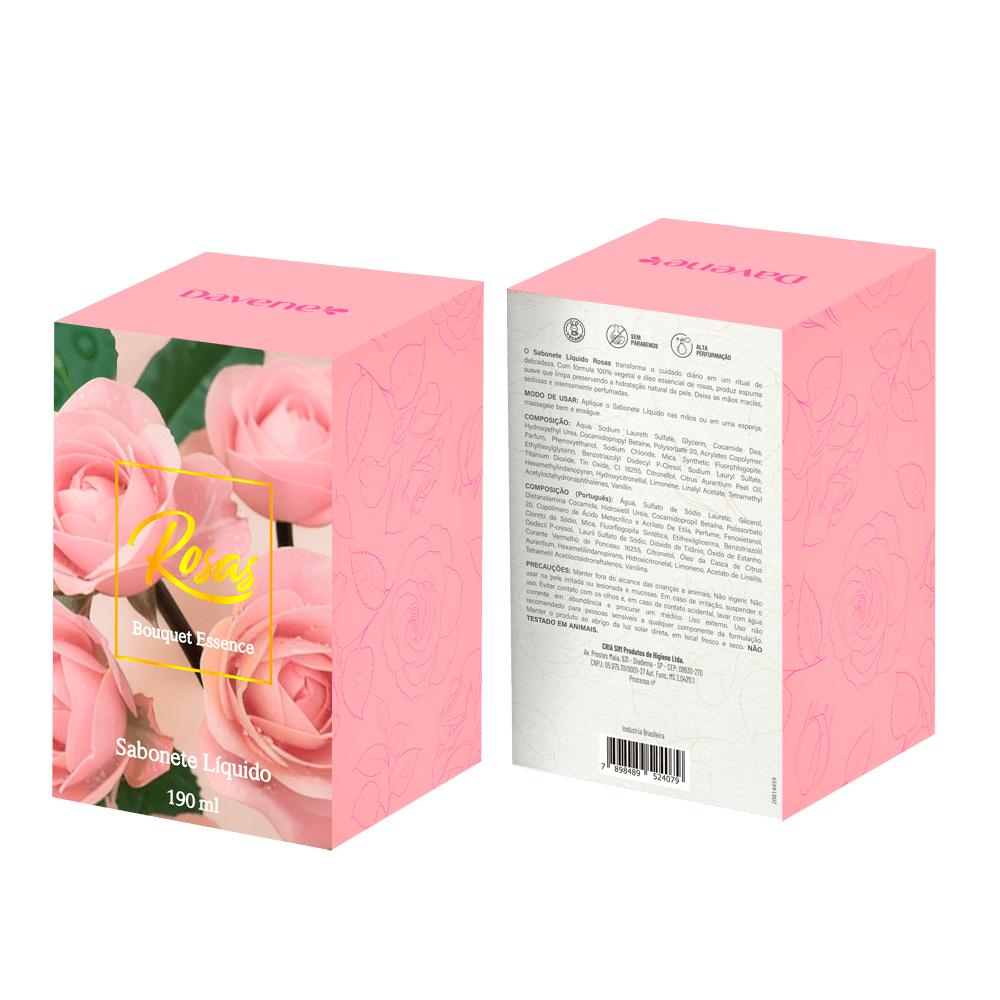 Sabonete Líquido Rosas Rosa Bouquet Essence Davene 190ml
