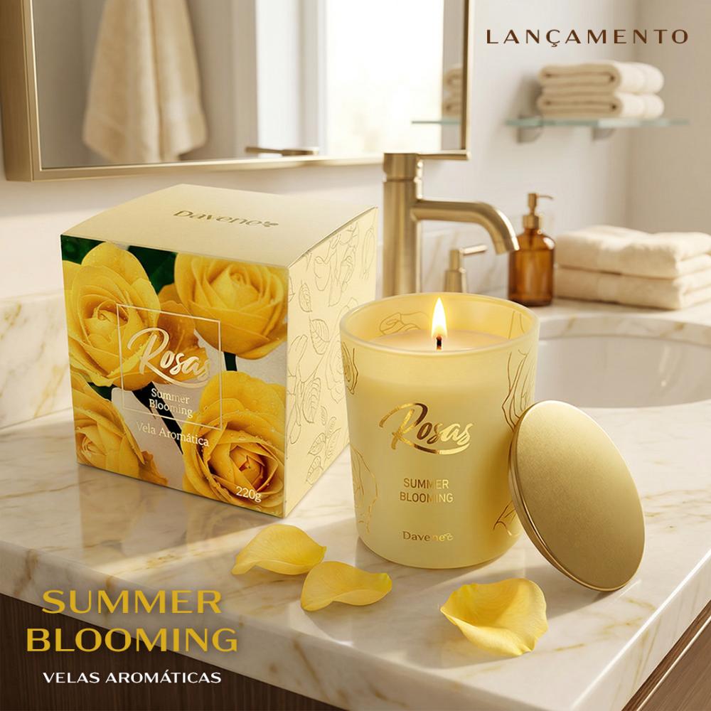 Vela Aromática Rosas Summer Blooming Davene 220g