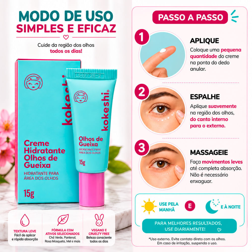 Creme Hidratante Para Área Dos Olhos Olhos de Gueixa Kokeshi 15g