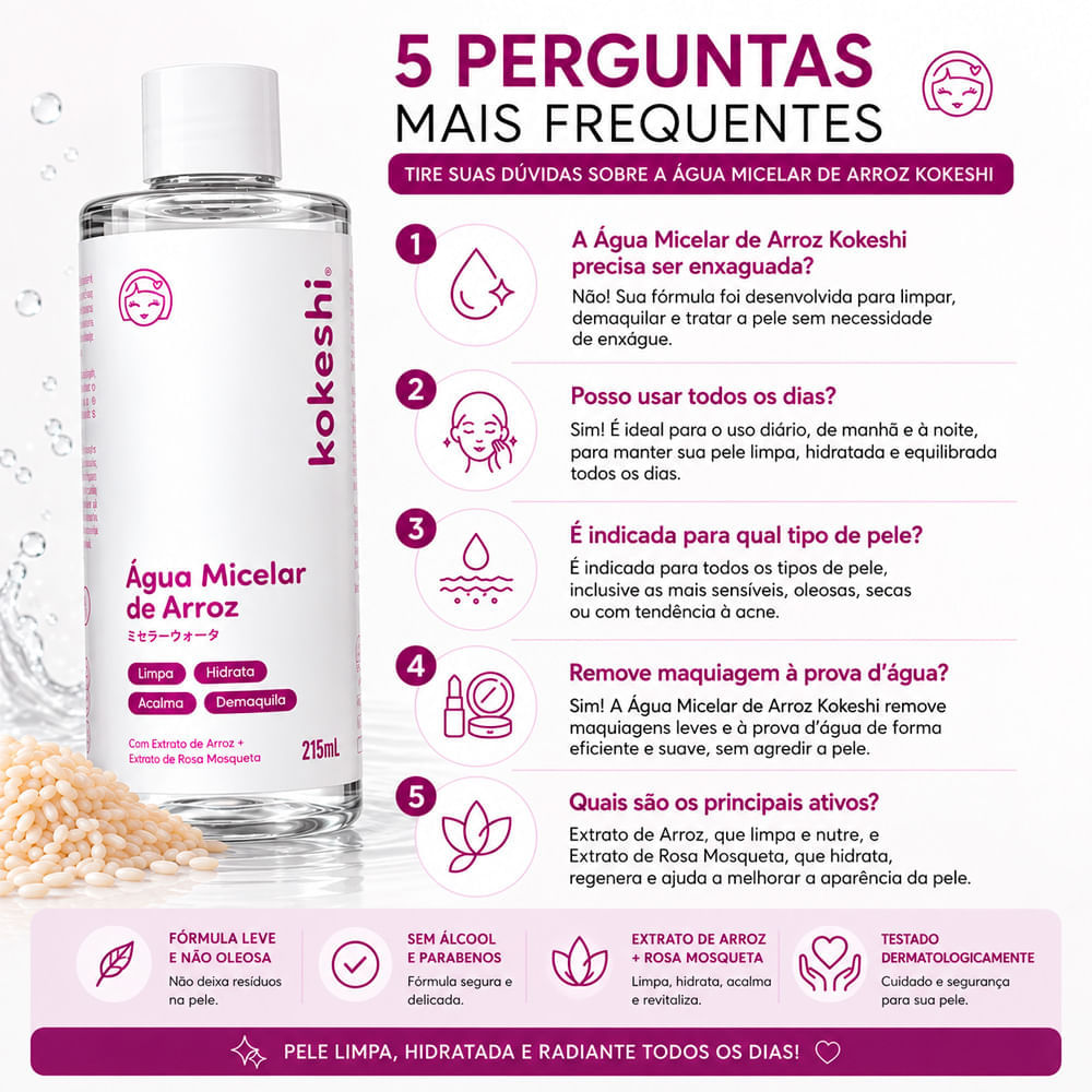Água Micelar De Arroz Kokeshi 215ml