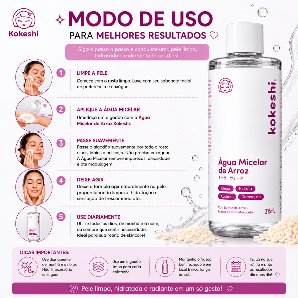 Água Micelar De Arroz Kokeshi 215ml