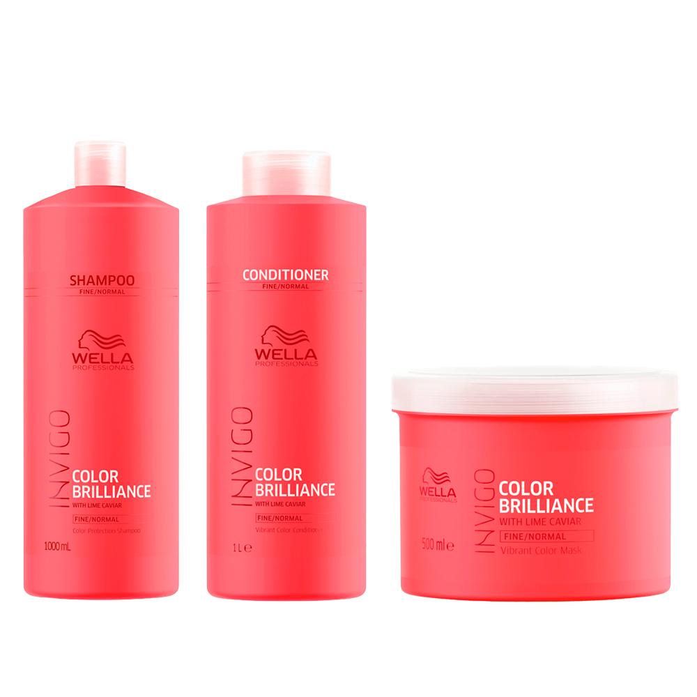 Kit Invigo Color Brilliance Wella Professionals Shampoo 1L + Condicionador 1L + Máscara 500ml