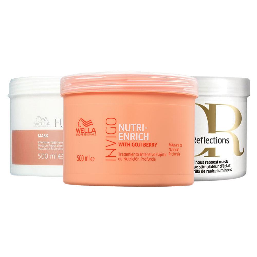 Cronograma Capilar Wella Invigo Nutri Enrich 500ml + Fusion 500ml + Oil Reflections 500ml