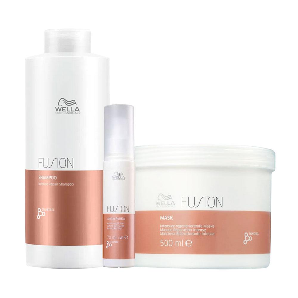 Kit Fusion Wella Professionals Shampoo 1L + Máscara 500ml + Tratamento de Reconstrução 70ml