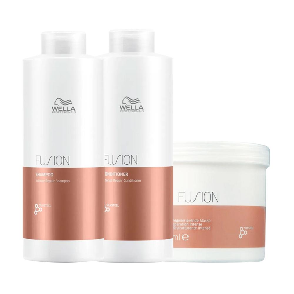 Kit Fusion Wella Professionals Shampoo 1l + Condicionador 1l + Máscara 500ml