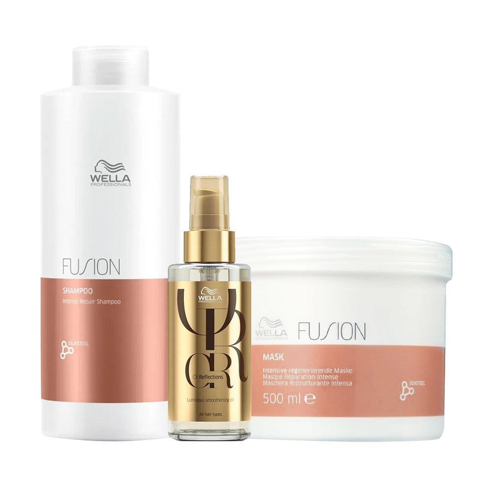 Kit Fusion Wella Professionals Shampoo 1L + Máscara 500ml + Óleo 100ml