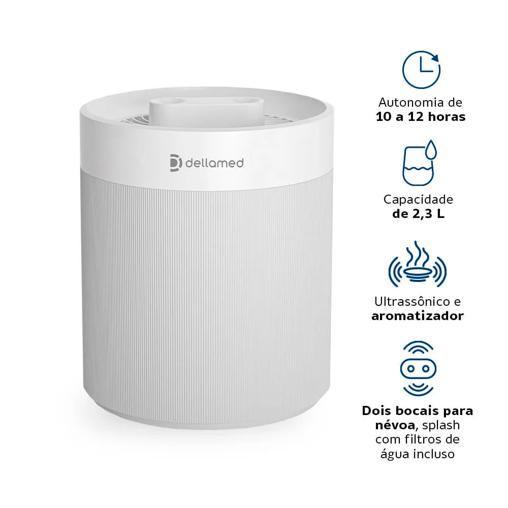 Umidificador de Ar Dellamed Umi LIGHT Silencioso, Aromático, com Desligamento Automático