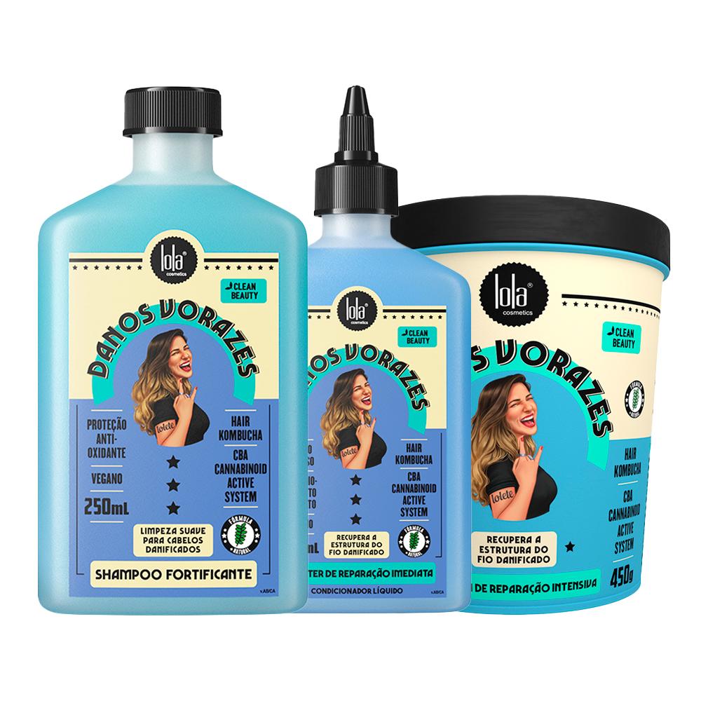 Kit Danos Vorazes Lola Shampoo 250ml + Máscara 450g + Booster Reconstrutor 250ml