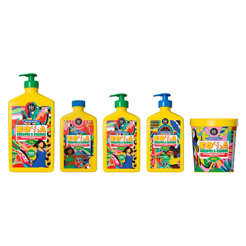 Kit Bossa Lola From Rio Shampoo 500ml + Máscara 450g + Creme Modelador 500g + Creme Modelador 1L + Gelatina Modeladora 500g