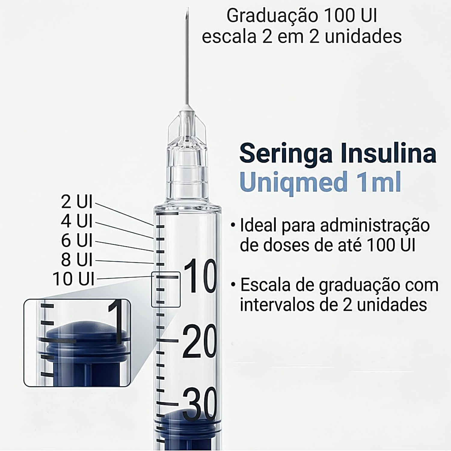 Kit 10 seringas Insulina Uniqmed 1ml 12,7x0,33mm 29G