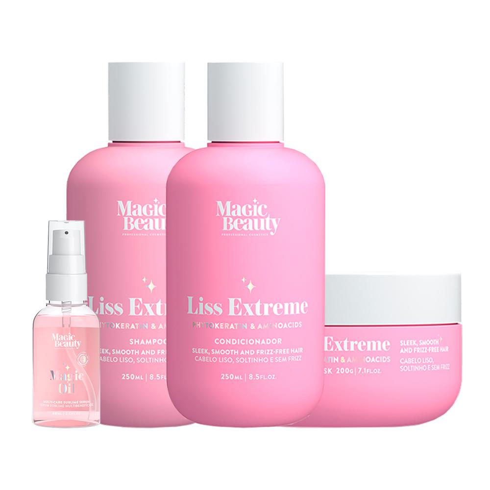 Kit Liss Extreme Magic Beauty Shampoo 250ml + Condicionador 250ml + Máscara 200g + Sérum Magic Oil 60ml