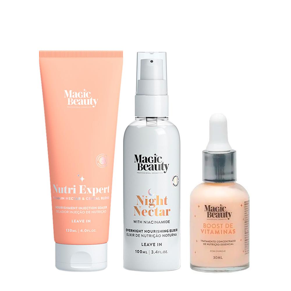 Kit Magic Beauty Leave-in Nutri Expert + Leave-in Night Nectar 100ml + Boost De Vitaminas 30ml