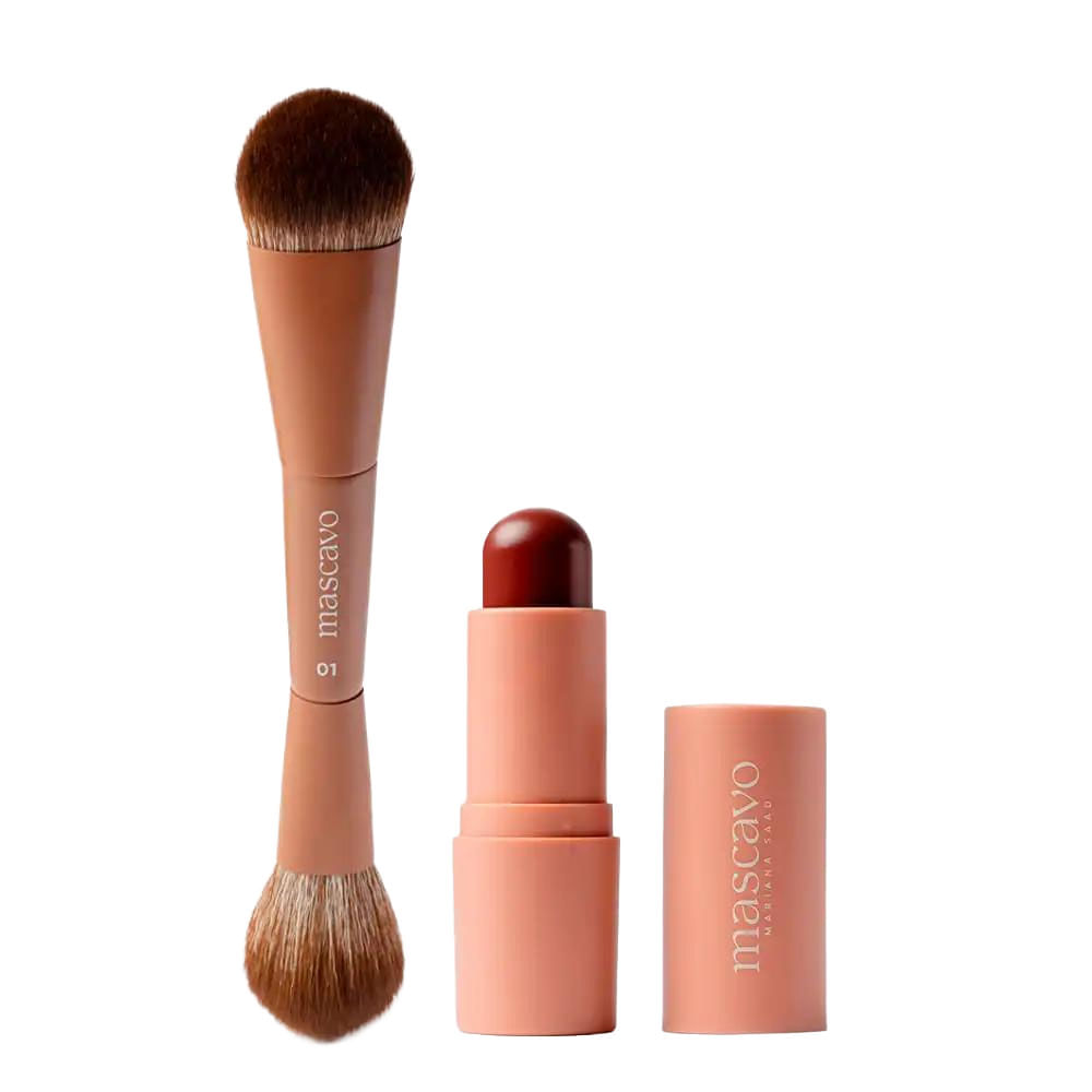 Kit Mascavo Stick Blush Flush Plum 6g + Pincel Pro Series