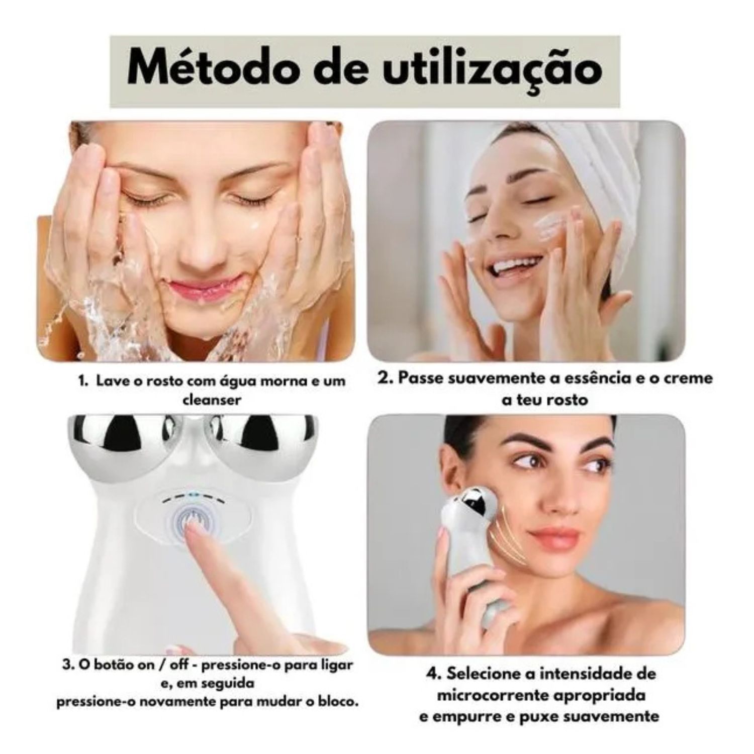Mini Aparelho Massageador Facial Ems Microcorrente Portátil