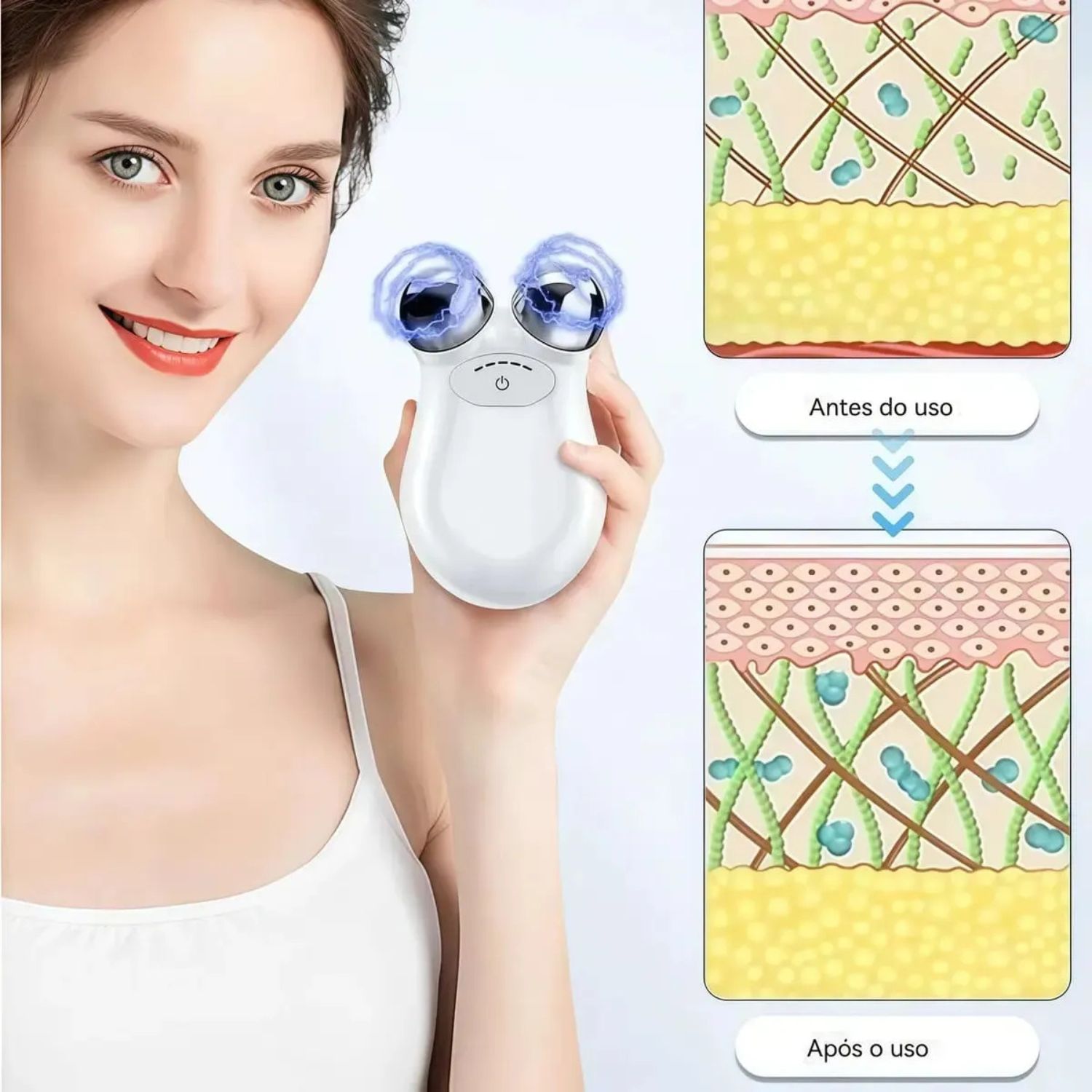 Mini Aparelho Massageador Facial Ems Microcorrente Portátil