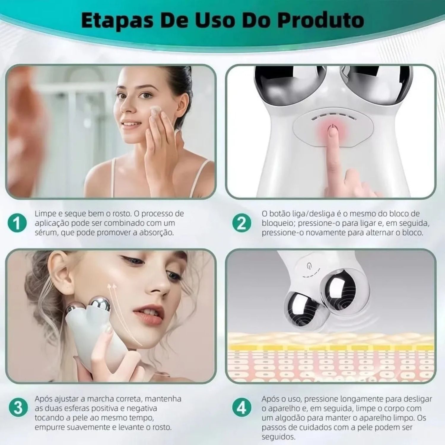 Mini Aparelho Massageador Facial Ems Microcorrente Portátil