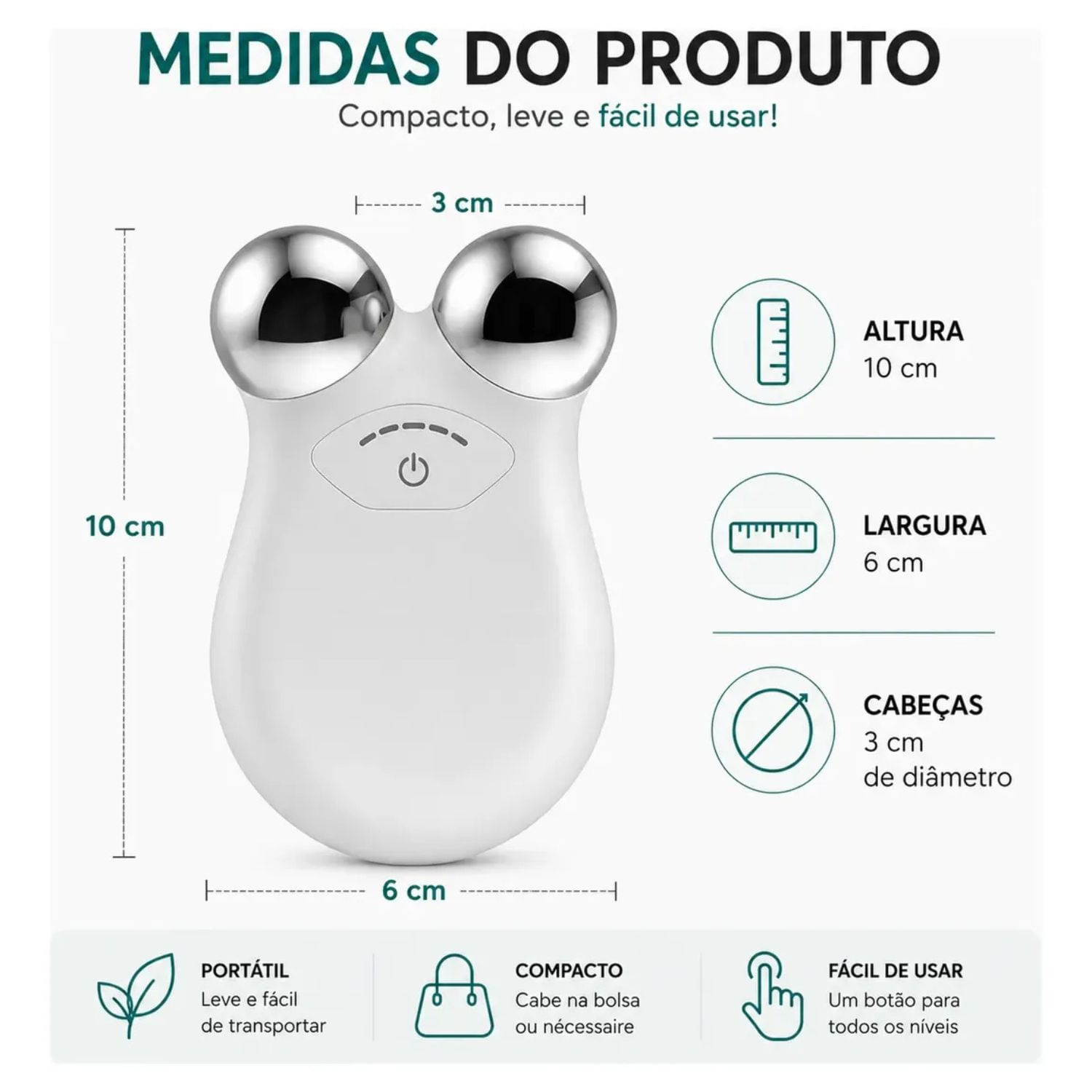 Mini Aparelho Massageador Facial Ems Microcorrente Portátil