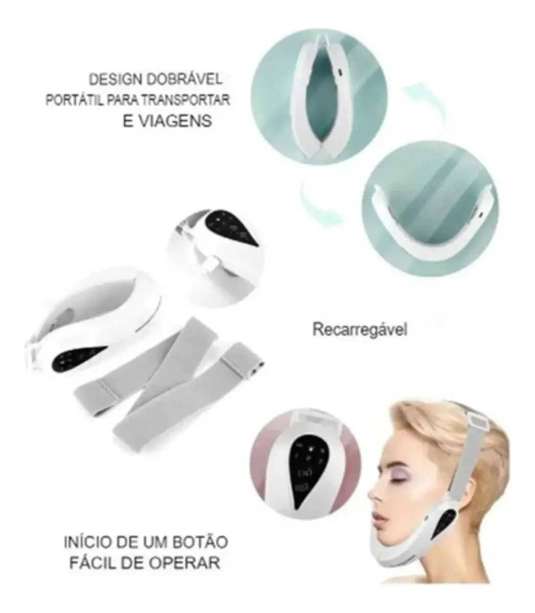Aparelho Massagem Facial EMS V Face Anti Papada Bivolt