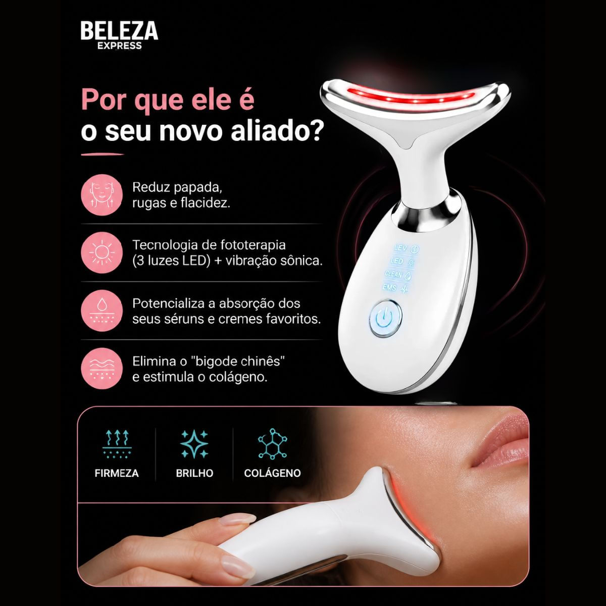 Aparelho Massageador Facial Papada Antirrugas Lifting