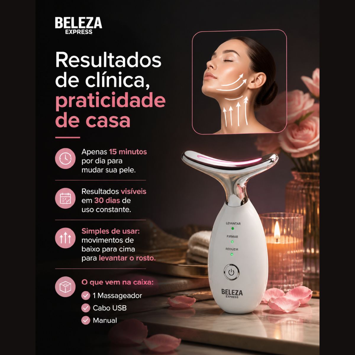 Aparelho Massageador Facial Papada Antirrugas Lifting